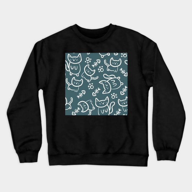 Kitty Cat Doodles Crewneck Sweatshirt by MSBoydston